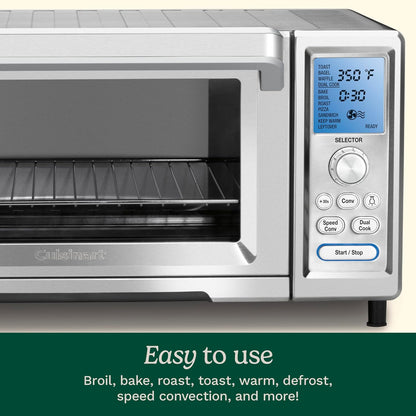 Convection Toaster Oven, 15-Function, 1800W, Stainless Steel | Stainless Steel Toaster Oven with Exact Heat Technology, Nonstick Interior Fits 13" Pizza & Full-Size Chicken, TOB-260N16