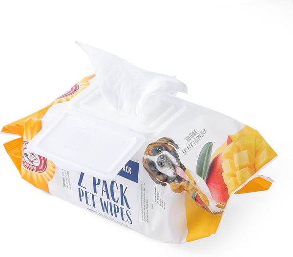 Arm and Hammer for Pets Heavy Duty Multipurpose Dog Bath Wipes, Mango Scent - All Purpose Wipes Remove Odor and Refresh Your Dog’S Skin between Baths, 100 Count - 2 Pack6