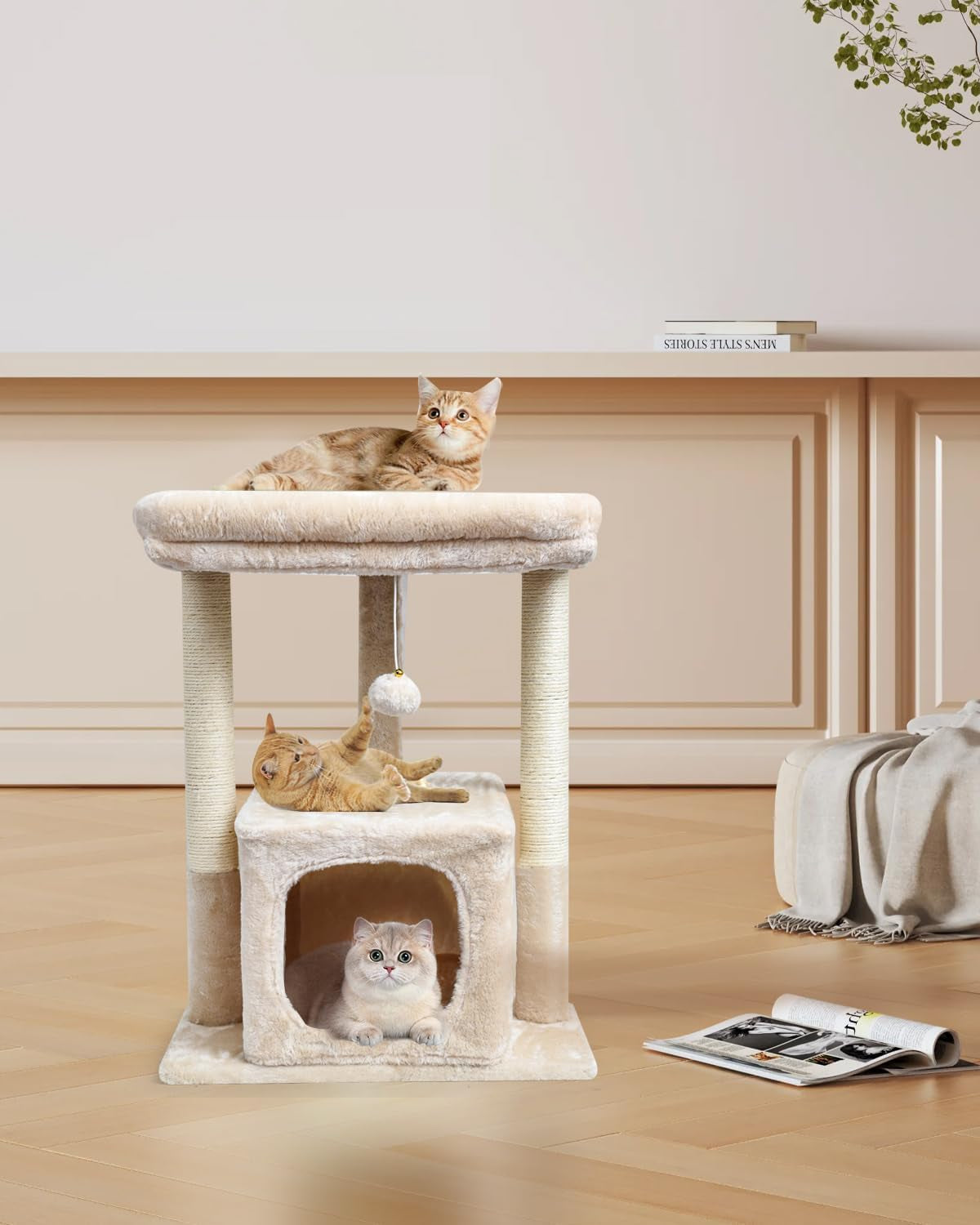 syandlvy-27-cat-tree-for-indoor-cats-activity-tower-with-scratching-posts-modern-kitten-condo-with-plush-perch-hanging-ball-for-play-beige