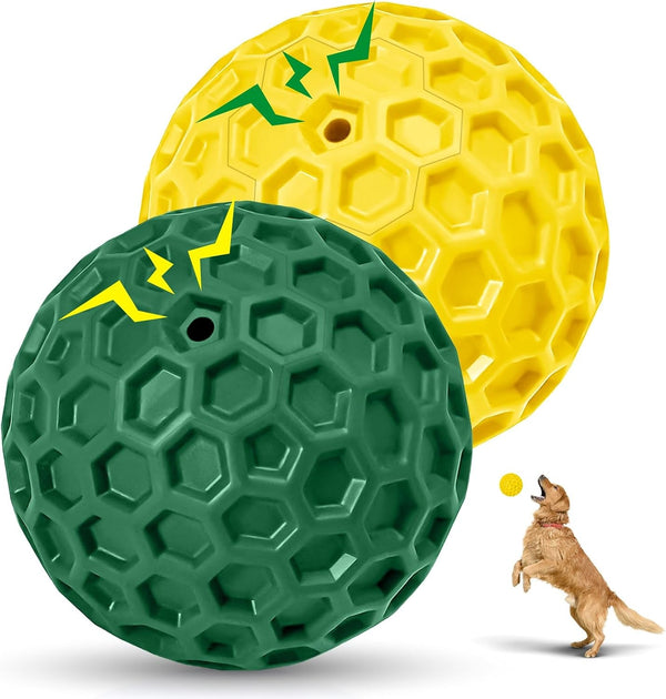 2 Pack Indestructible Squeaky Dog Balls for Aggressive Chewers, Interactive Dog Toys for Teething, Relieving Anxiety. Chew Toy for Large, Medium Breeds, Outdoor Rubber Balls.15