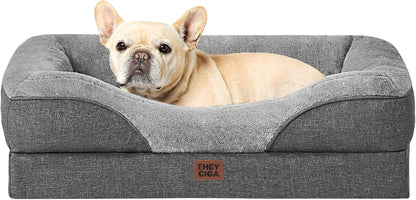 EHEYCIGA Orthopedic XL Dog Bed for Large Sized Dog, 42X30 Inch Extra Large Memory Foam Dog Couch Bed with Sides, Waterproof Liner & Washable Removable Cover, Bolster Pet Sofa, Grey30