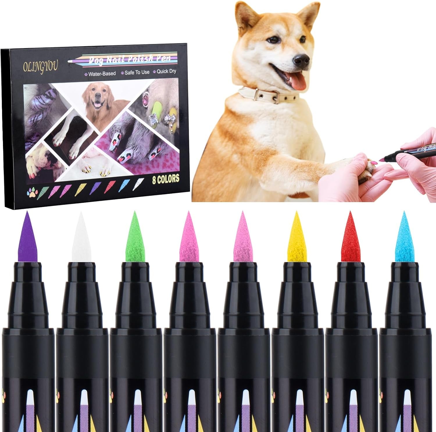 olingyou-dog-nail-polish-dog-nail-polish-pens-quick-dry-8-colors-pet-nail-polish-set-for-dogs-diy-dogs-puppy-nails-dog-safe-nail-polish-non-toxic-odorless-easy-to-apply