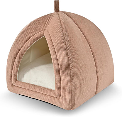 Amazon Basics Cat Cave Bed, 2-In-1 Foldable House for Indoor Cats, with Washable Cushion and Non-Slip Base, 17.5 X 17.5 Inches, Large, Lightgray9