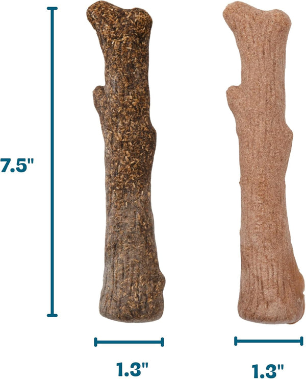 Dogwood Calming Dog Chew Toy – Real-Wood Blend, Moderate Chewers, Medium, 7.5", 2-Pack (Natural & Hemp Flavors)7