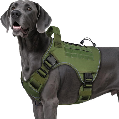 WINGOIN Tactical Dog Harness for Large Dogs, Heavy Duty No Pull Dog Harness with Handle, Adjustable Reflective Military K9 German Shepherd Big Size Dog Vest for Walking, Training, Hunting, Green (L) | with Handle,Adjustable Reflective,Green Military K9 Style,Big Size Dog Vest,For German Shepherd,For Walking Training Hunting46