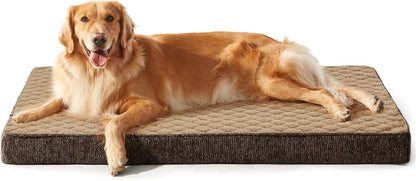 JOEJOY Orthopedic XL Dog Bed for Large Dogs, Waterproof Dog Bed for Crate with Washable Removable Cover, Extra Thick Egg-Crate Memory Foam Pet Beds, Grey, 41"X27"15