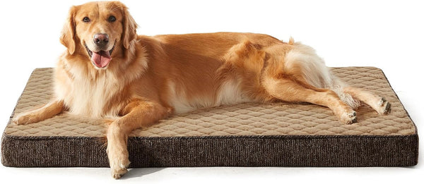 JOEJOY Orthopedic XL Dog Bed for Large Dogs, Waterproof Dog Bed for Crate with Washable Removable Cover, Extra Thick Egg-Crate Memory Foam Pet Beds, Grey, 41"X27"15