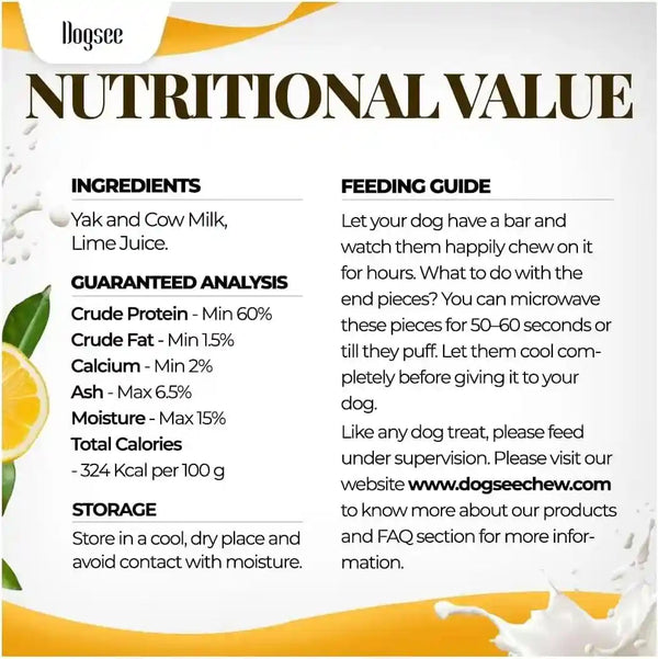Dogsee Yak Chews for Dogs 1Lb (Medium - 6 Bars), 100% All Natural, 60% Protein, Dog Treats Medium Breed, Yak Chews Long Lasting for Aggressive Chewers, Raw Hide Free6