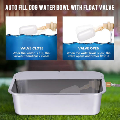 3Gal Automatic Outdoor Dog Water Dispenser for Large Breed Dogs Auto Self Filling Water Bowl Stainless Steel Dog Pet Waterer for Big Cat Chicken Goat Sheep Livestock (15.7" X 11.8")5