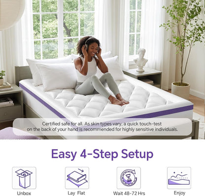 Queen Mattress Topper, Viscose Derived from Bamboo, Pillow Top | Cushioned Support, Breathable Mesh Sides, Memory Foam Blend Fill, Softens Firm Beds, Refreshes Old Beds, Guest Rooms, Rentals8