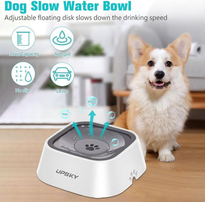 UPSKY 35Oz No-Spill Pet Water Bowl, Slow Water Feeder for Dogs and Cats | Splash-Proof Bowls, Slow Drinking Pet Dish, Easy-Clean Dishwasher Safe, Portable for Travel5