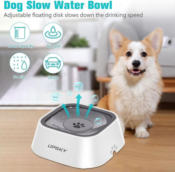UPSKY 35Oz No-Spill Pet Water Bowl, Slow Water Feeder for Dogs and Cats | Splash-Proof Bowls, Slow Drinking Pet Dish, Easy-Clean Dishwasher Safe, Portable for Travel5