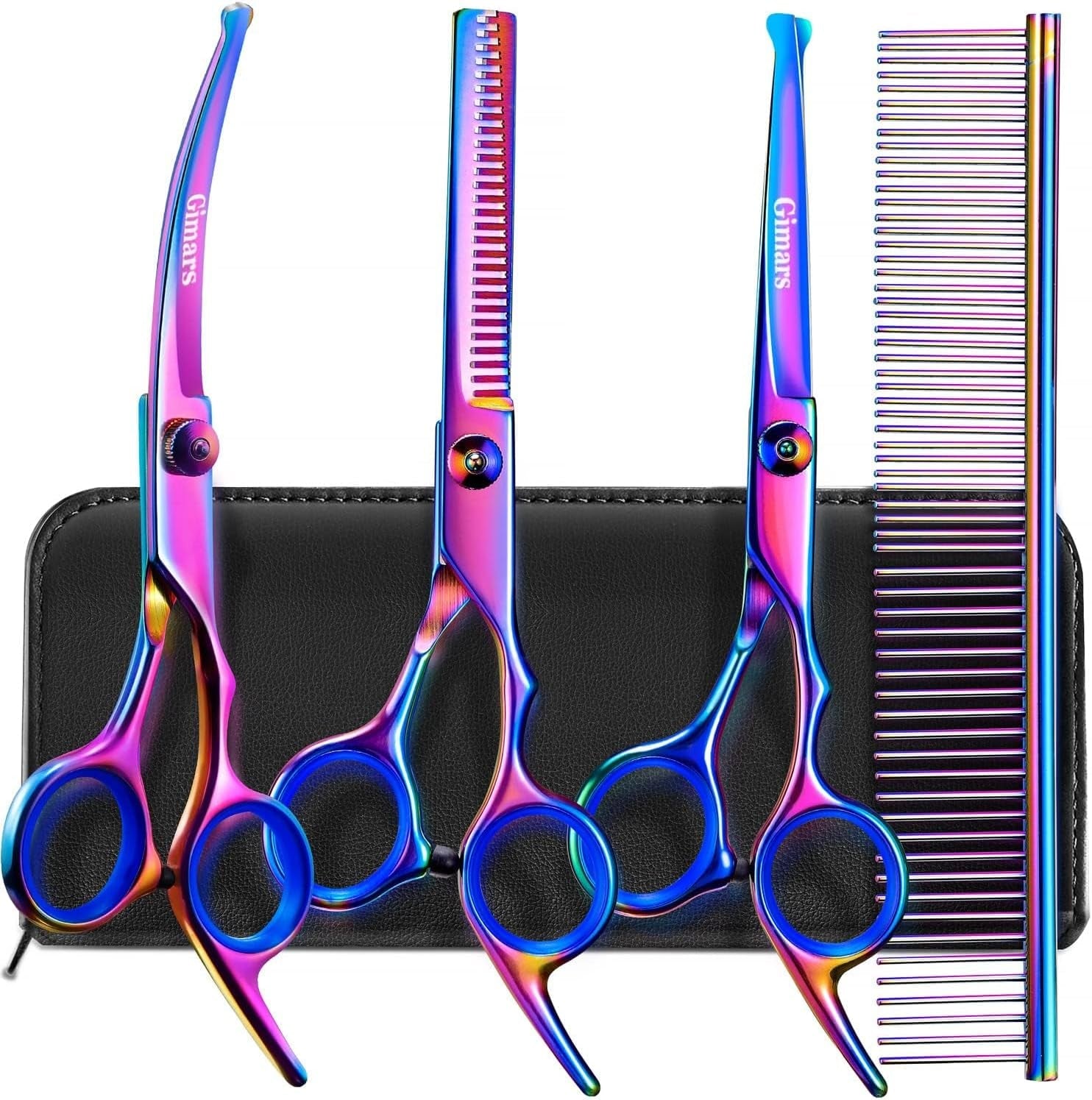 gimars-titanium-coated-professional-6-in-1-4cr-stainless-steel-dog-grooming-scissors-with-safety-round-tip-heavy-duty-pet-grooming-scissor-for-dogs-cats-and-other-animals