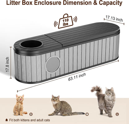 Cat Litter Box Enclosure for Multi-Cat Homes, Hidden Litter Box Furniture for Indoor, Kitty Cabinet with Bench, Easy to Clean, Versatile Design3