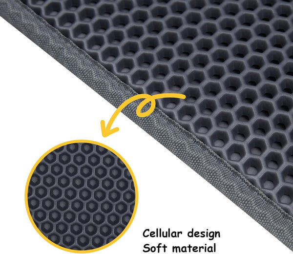 Cat Litter Mats (2-Pack) 24" X 15", Litter Box Mats with Double Layers, Urine-Proof and Non-Slip Litter Trapping Mats, Easy Clean Leakproof , Soft EVA Durable Anti-Scratch Kitty Litter Mat, Grey8