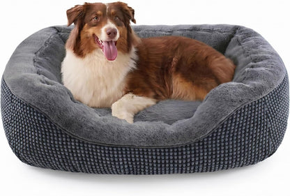 INVENHO Medium Dog Beds for Medium Dogs Washable, Rectangle Dog Bed Medium Size Dog, Orthopedic Dog Bed, Warming Soft Calming Sleeping Puppy Bed Durable Pet Bed with Anti-Slip Bottom M(30"X24"X9")52