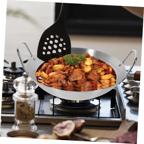 Stainless Steel Wok round Bottom Pot Non-Stick Pan for Chinese Stir Fry Double Handles Kitchen Gadget9