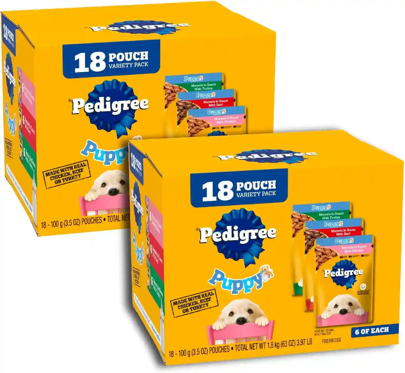 pedigree-puppy-morsels-wet-dog-food-pouch-chicken-3-5-oz-16-count-steam-cooked-high-quality-animal-protein-dha-brain-support-calcium-for-teeth-bones-topper-or-complete-meal