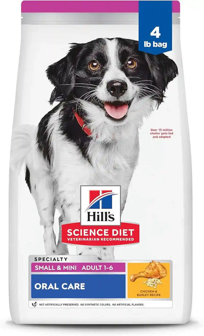 Hill'S Science Diet Adult 1-6 Oral Care Small & Mini Dry Dog Food | #1 Veterinarian Recommended, Chicken & Barley, 4 Lb. Bag1