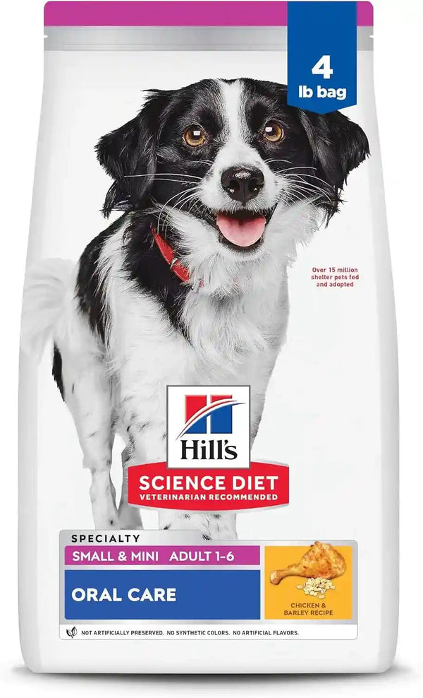 Hill'S Science Diet Adult 1-6 Oral Care Small & Mini Dry Dog Food | #1 Veterinarian Recommended, Chicken & Barley, 4 Lb. Bag1