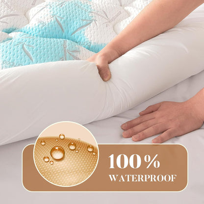 Queen Size Mattress Topper, Thick Pillow Top Mattress Pad，Up to 21 Inch Deep Pocket,Soft Breathable Mattress Pad for Back Pain, Waterproof Protector Cover(White)4