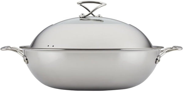 Clad Stainless Steel Wok/Stir Fry with Glass Lid and Hybrid Steelshield and Nonstick Technology, 14 Inch - Silver1