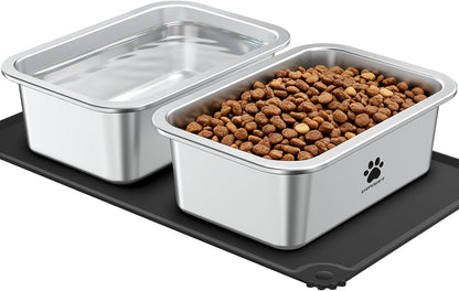 URPOWER 2 Pack 1.25 Gallon Large Dog Water Bowl Stainless Steel Dog Bowls | Thickened Stainless Steel Pet Bowl, Spill-Proof Non-Slip Mat, Dishwasher Safe, Indoor/Outdoor for Medium,Large,X-Large Dogs8