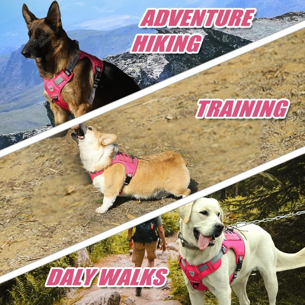 tactical-dog-harness-for-small-medium-large-dogs-no-pull-adjustable-harness-training-easy-control-pet-vest-reflective-working-training-rose-red-mneck-17-26-chest-24-36
