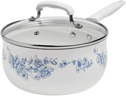 Pioneer Woman Style Agatha 12-Piece Aluminum & Ceramic Classic Cookware Set Blue8