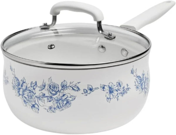 Pioneer Woman Style Agatha 12-Piece Aluminum & Ceramic Classic Cookware Set Blue8