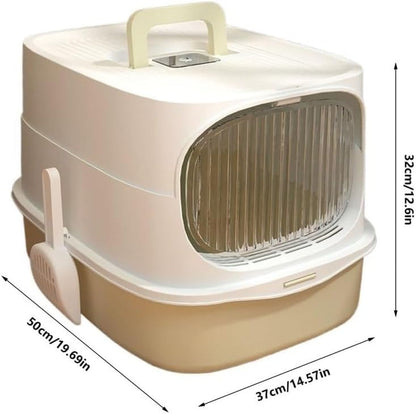 Pet Supplies, Large Plastic Cat Litter Box with Lid & Scoop,High Sides for Big Cats(Gray)2