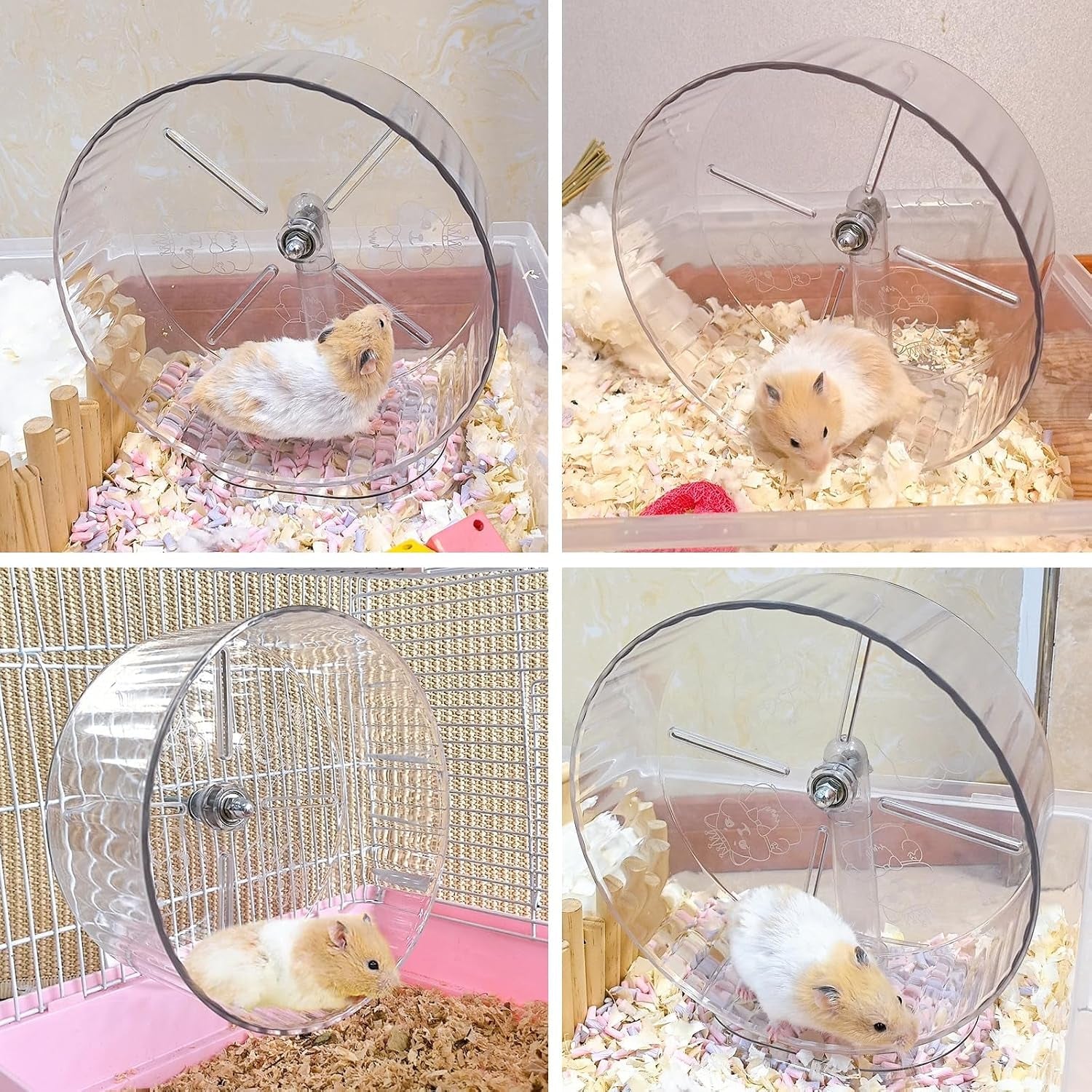 silent-hamster-exercise-wheel-9-5-inch-quiet-spinner-syrian-hamster-running-wheel-silent-wheels-with-anti-skid-adjustable-stand-for-gerbils-rats-or-other-small-pets-transparent