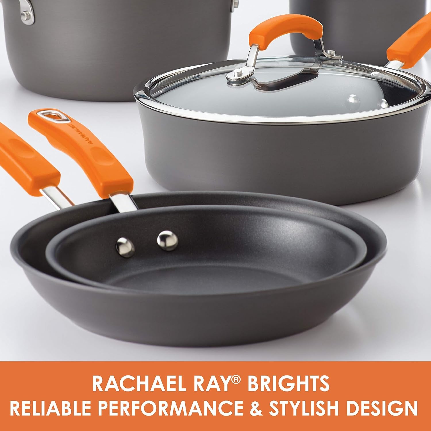 brights-hard-anodized-aluminum-nonstick-cookware-set-with-glass-lids-10-piece-pot-and-pan-set-gray-with-orange-handles