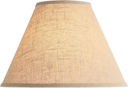 Pre-Assembled Sela Fine Large Burlap Empire Shade 6.5X15X10.75 (Spider) | 6.5" Top X 15" Bottom X 10" High X 10.75" Slant Replacement for Table Lamps Harp + Finial6