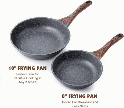 Nonstick Frying Pan Skillet, Swiss Granite Coating Omelette Pan, Healthy Stone Cookware Chef'S Pan, PFOA Free (8/9.5/10/11/12.5 Inch) (8 Inch)8