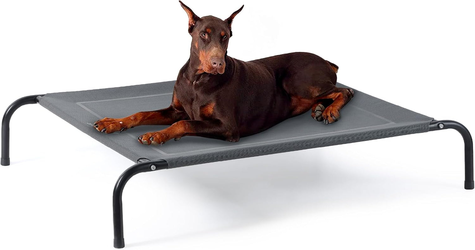 bedsure-outdoor-elevated-cooling-dog-bed-large-sized-dog-49in-grey-portable-raised-camping-pet-cot-hammock-breathable-teslin-mesh-weather-resistant-for-large-pets-up-to-85-lbs-easy-to-assemble