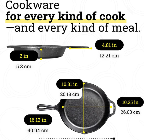 Cast Iron 5-Piece Set, Pfas-Free Pre-Seasoned Kitchen Set | Pfas-Free Cast Iron Set Includes Skillets, Griddle & Dutch Oven for Non-Toxic Everyday Cooking, Made in USA8