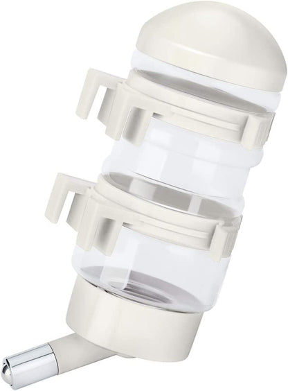 No Drip Dog Kennel Water Bottle Dispenser for Crate, 400Ml Dripless Pet Drinking Fountains Kettle with Automatically Feeding Water (White)1