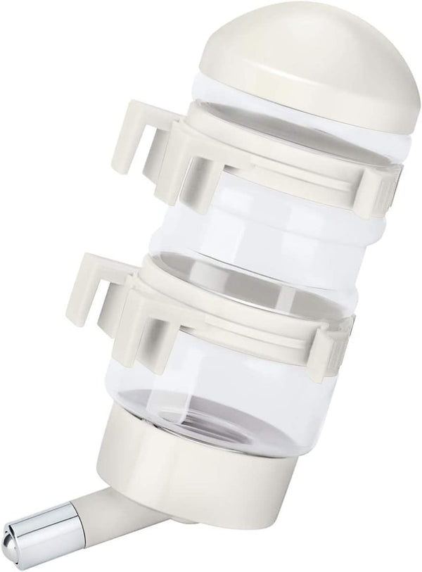 No Drip Dog Kennel Water Bottle Dispenser for Crate, 400Ml Dripless Pet Drinking Fountains Kettle with Automatically Feeding Water (White)1