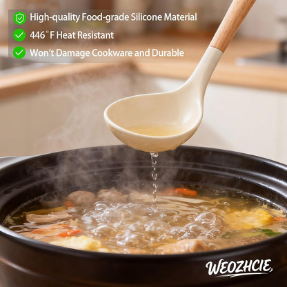 Silicone Cooking Utensil Set,12 PCS Cooking Cookware Kitchen Utensils Set for Cooking, Nonstick 446°F Heat-Resistant Cookware Kitchen Tools of Spoon,Brush,Whisk,Spatula,Turner Tongs (Khaki)4