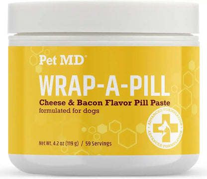 Pet MD Wrap a Pill Cheese & Bacon Flavor Pill Paste for Dogs - 4.2 Oz | Make a Pocket or Pouch to Hide Pills & Medication1