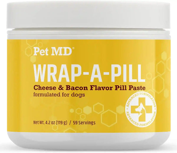 Pet MD Wrap a Pill Cheese & Bacon Flavor Pill Paste for Dogs - 4.2 Oz | Make a Pocket or Pouch to Hide Pills & Medication1
