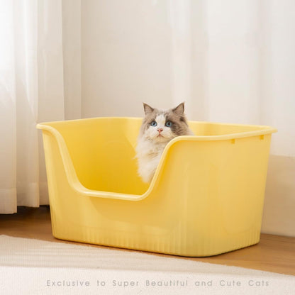 Extra Large Litter Box with High Sides 25.27" Lx17.83 Wx13.11 H,Anti-Splashing,Tool-Free Assembly,Multi Kitty Cat Litter Box,Jumbo (Yellow)3