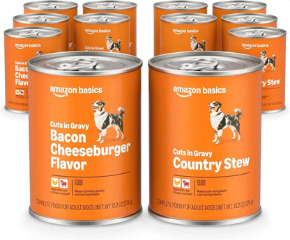 Amazon Basics Wet Dog Food Meaty Loaf Variety Pack, Filet Mignon Flavor and Chicken & Rice Dinner, Made with Real Chicken and Beef, 13.2 Oz Can, (6 Cans of Each Flavor, 12 Cans in Total)18