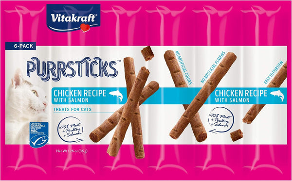 Vitakraft Purrsticks Meaty Cat Sticks - Chicken - Segmented and Breakable Meatstick - Deliciously Tender, 6 Count (Pack of 1)12