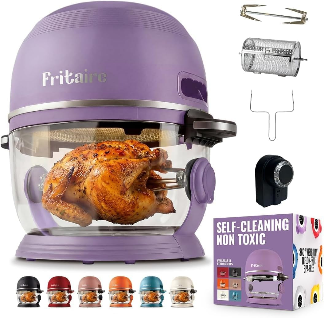non-toxic-air-fryer™-pro-9-in-1-glass-air-fryer-self-cleaning-5-quart-rotisserie-and-tumbler-400f-vortex-for-even-cooking-bpa-free-teflon-free-recrisp-roast-bake-lavender