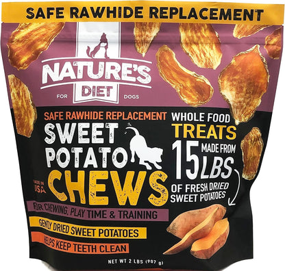 Nature'S Diet Sweet Potato Chews XL 2Lb Bag Safe Rawhide Replacement, Natural Treat, Training, Teeth, Healthy Snack for Dogs1