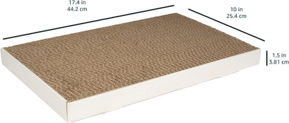 Amazon Basics Corrugated Cardboard Cat Scratcher, Scratching Board, Reversible, 17.4" X 10", White, 4-Pack5