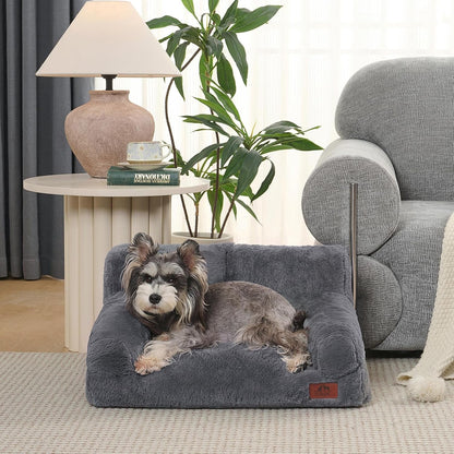 Hollypet Small Dog Large Cat Bed Puppy Couch Beds for Pets up to 25 Lbs | Fluffy Dog Cat Couch Plush Soft Warming Pets Beds with Machine Washable Cover and Non-Slip Bottom8