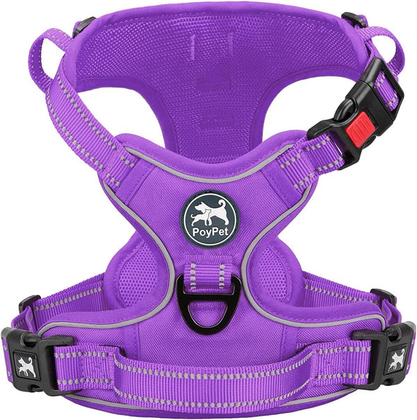 Poypet No Pull Dog Harness, No Choke Front Lead Dog Reflective Harness, Adjustable Soft Padded Pet Vest with Easy Control Handle for Small to Large Dogs(Pink, Medium)19